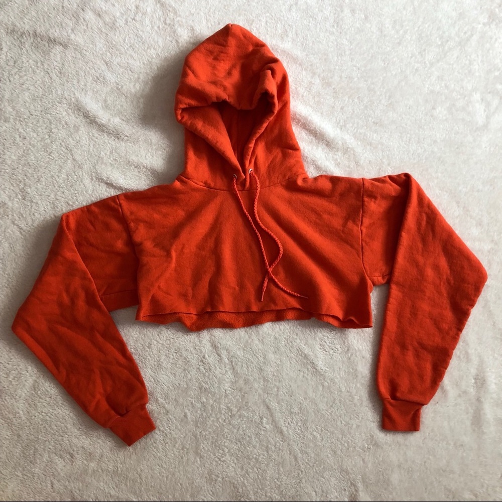 Orange Cropped Hoodie